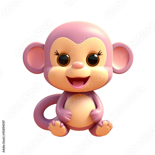 3d render of cute monkey isolated on transparent background