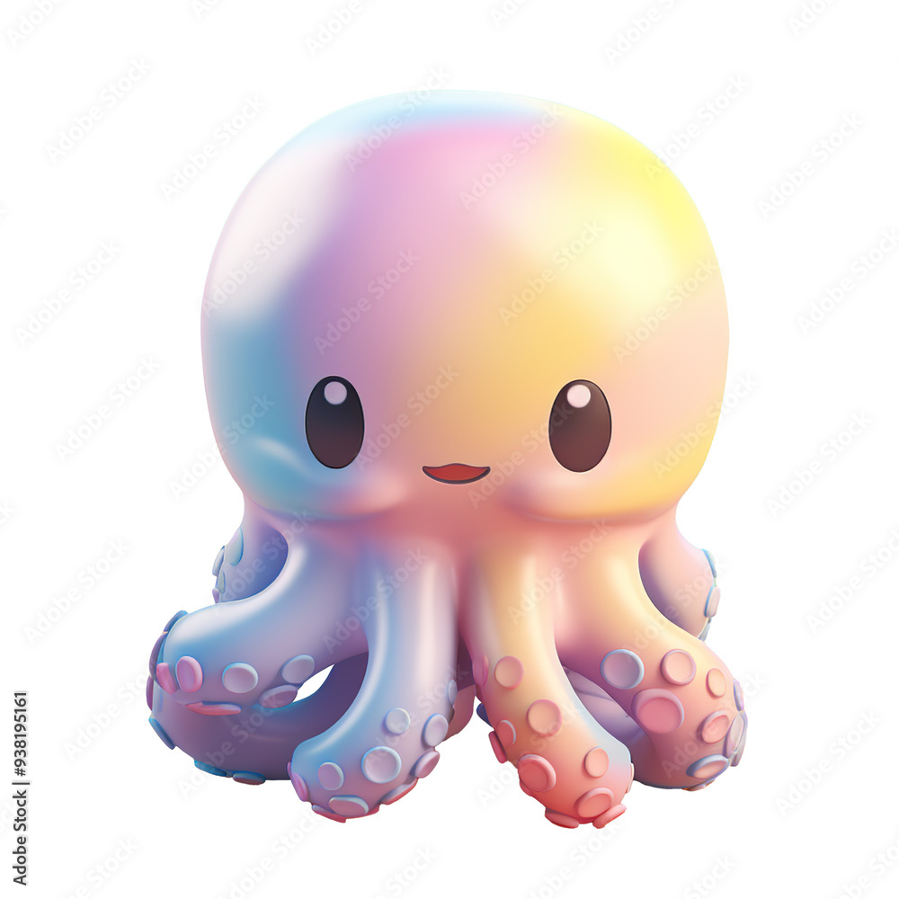 3d render of cute octopus isolated on transparent background 3d render of cute octopus isolated on transparent background