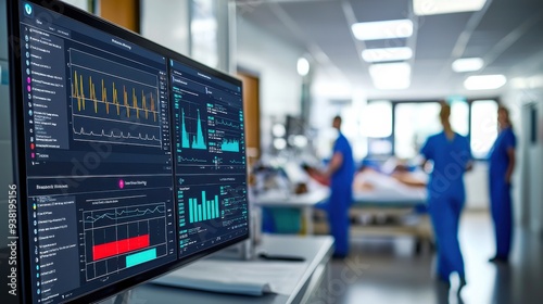 Wallpaper Mural A real-time dashboard in an emergency room shows patient triage data, incoming statistics, and bed occupancy rates.  Torontodigital.ca