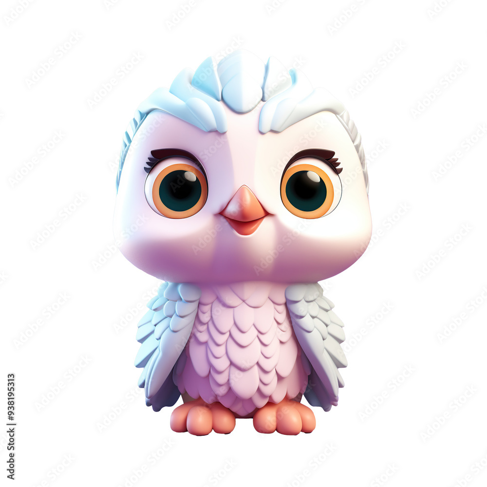 Obraz premium 3d render of cute owl isolated on transparent background