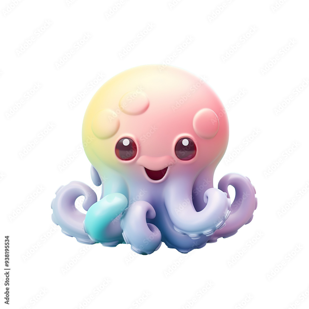 3d render of cute octopus isolated on transparent background 3d render of cute octopus isolated on transparent background