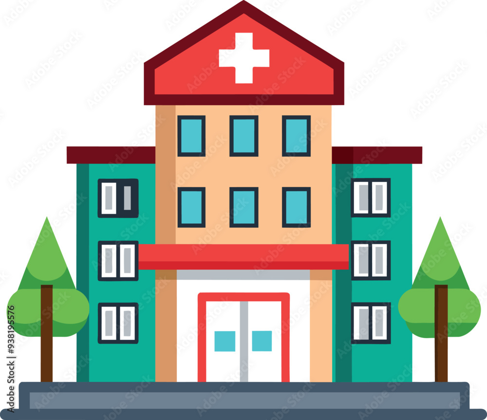 Medical Center Hospital Building design stock image vector illustrations on white background generated Ai Medical Center Hospital Building design stock image vector illustrations on white background generated Ai