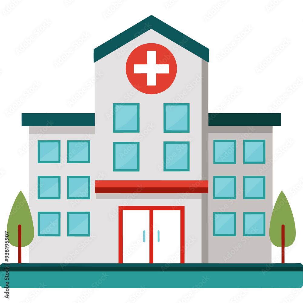 Medical Center Hospital Building design stock image vector illustrations on white background generated Ai Medical Center Hospital Building design stock image vector illustrations on white background generated Ai