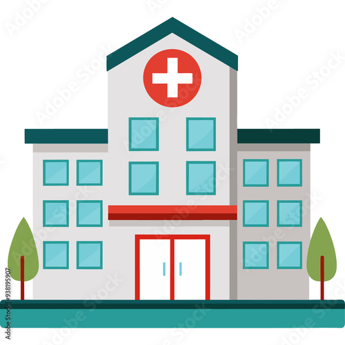 Medical Center Hospital Building design stock image vector illustrations on white background generated Ai