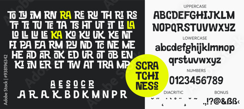 Urban funny alphabetic font. Minimalistic modern urban fonts for logos, brands, etc. High-quality typographic font in upper and lower case, with numbers and diacritics. Vector illustration