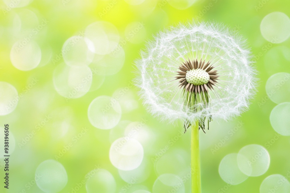 Serene dandelion on dreamy bokeh green background Serene dandelion on dreamy bokeh green background