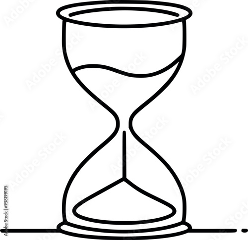 Minimalist Line Drawing of an Hourglass Icon, Symbolizing Time, Patience, and Sustainability in Eco-Conscious Design