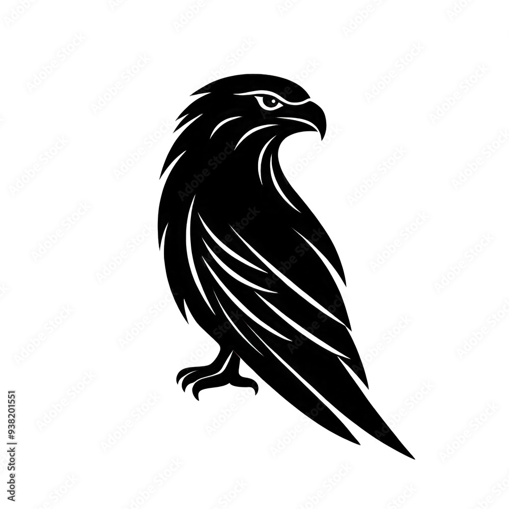 Fototapeta premium Elegant silhouette of a hawk, symbolizing freedom and strength, perfect for wildlife and nature-themed projects. transparent background