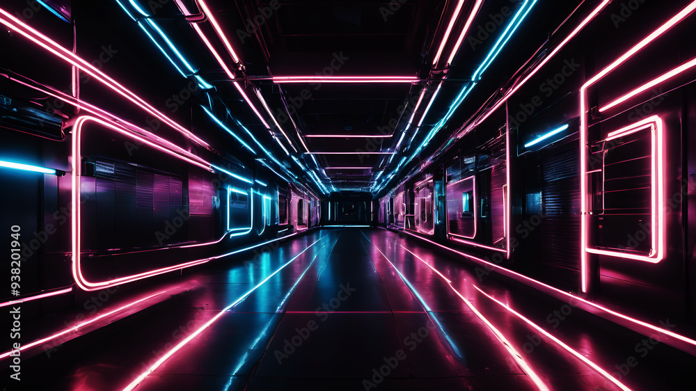 Metallic textures intertwined with electric neon lines Metallic textures intertwined with electric neon lines