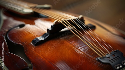 Traditional mandolin with its round body and fine strings, captured in detail 32k, full ultra hd, high resolution photo