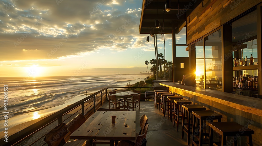 Fototapeta premium Perfect happy hour location overlooking the ocean beach