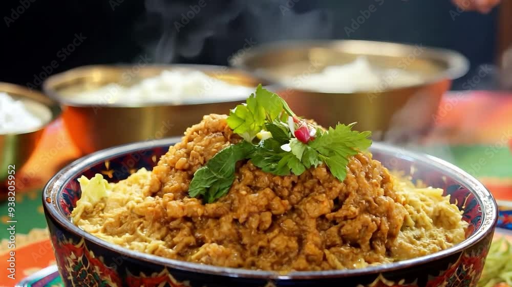 Aromatic steam rising from delicious traditional dish Aromatic steam rising from delicious traditional dish