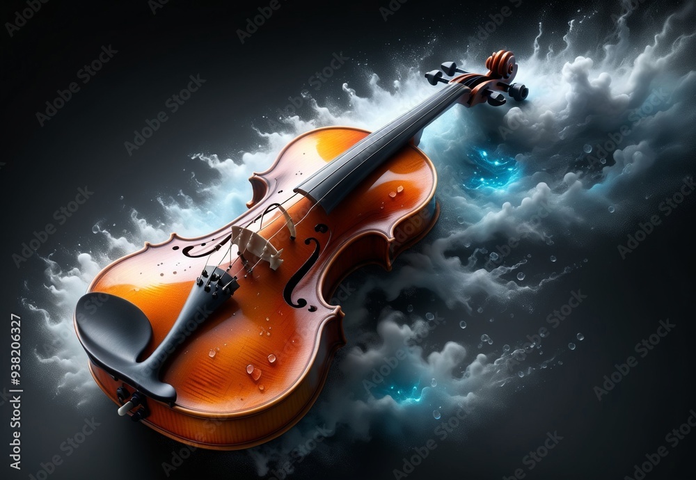 Fototapeta premium violin on abstract musical background, beauty of music