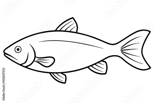 Big Fish Line Art Vector Illustration