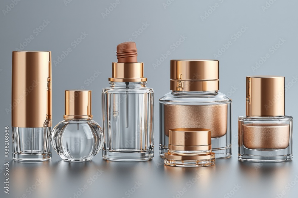 Luxurious cosmetic packaging bottles created with generative AI Luxurious cosmetic packaging bottles created with generative AI