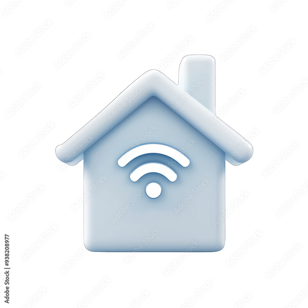 Stylish house icon featuring Wi-Fi signal, representing smart home technology and connectivity. transparent background Stylish house icon featuring Wi-Fi signal, representing smart home technology and connectivity. transparent background