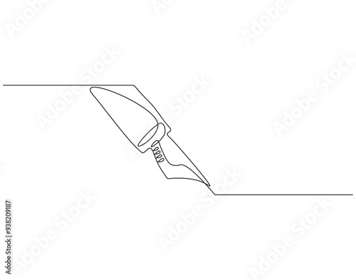 Continuous one line drawing of fountain pen. Fountain pen line art vector illustration. Editable outline