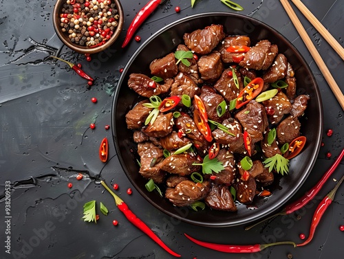Szechuan Beef. The most popular Chinese dishes. A spicy beef stir-fry from Sichuan province, known for its bold flavors and use of Sichuan peppercorns.