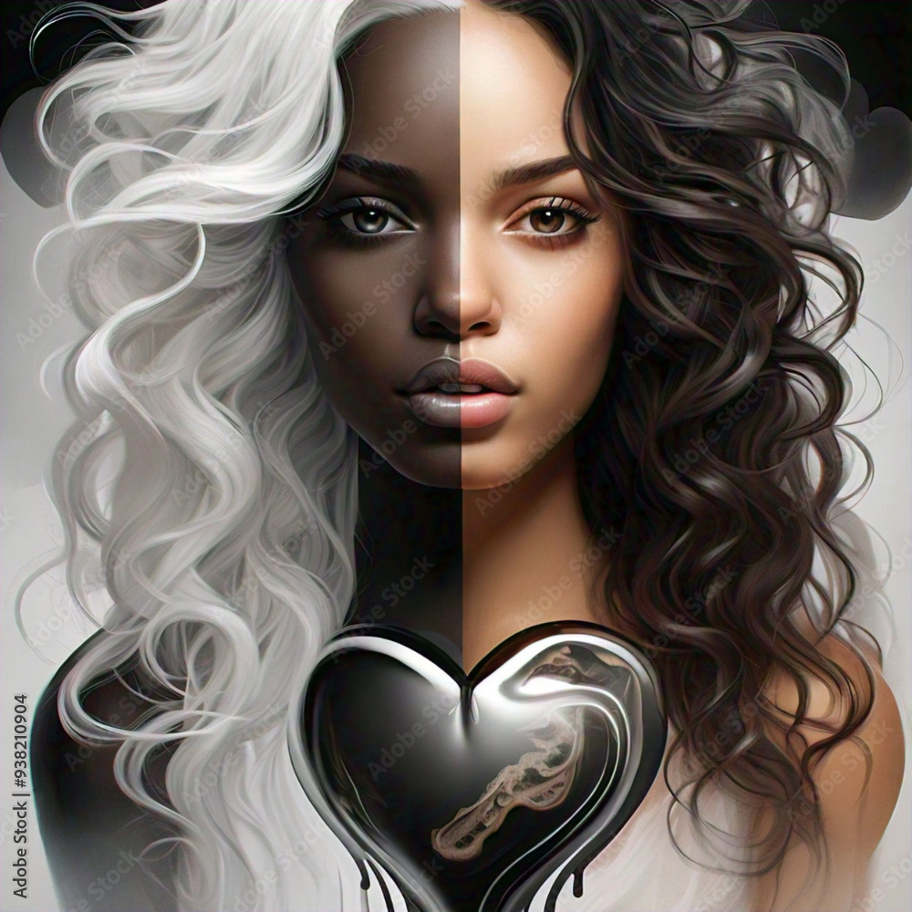 Fototapeta premium portrait of a woman with black and white background 