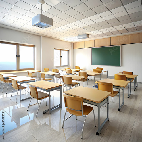 a classroom on white background