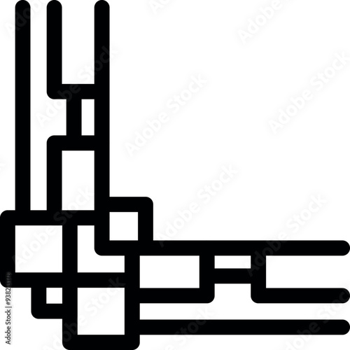 Abstract geometric shape forming a right angle, perfect as a corner design element
