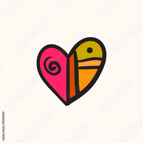 Love Heart Symbol Icon, valentine. colorful geometric decorative illustrations.