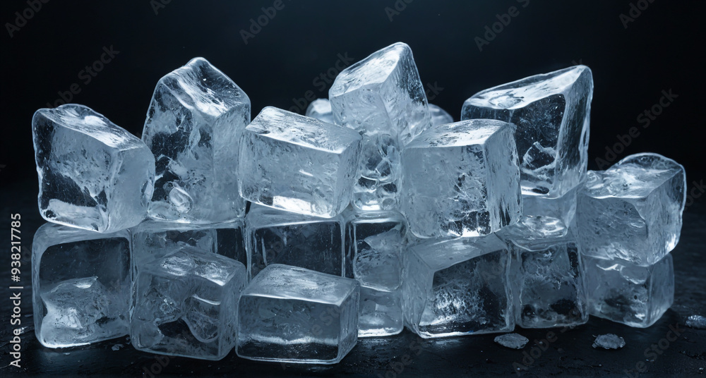 ice cubes on black background