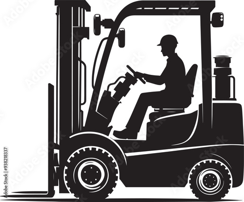 Industrial forklift lifting silhouette vector illustration isolated on a white background photo