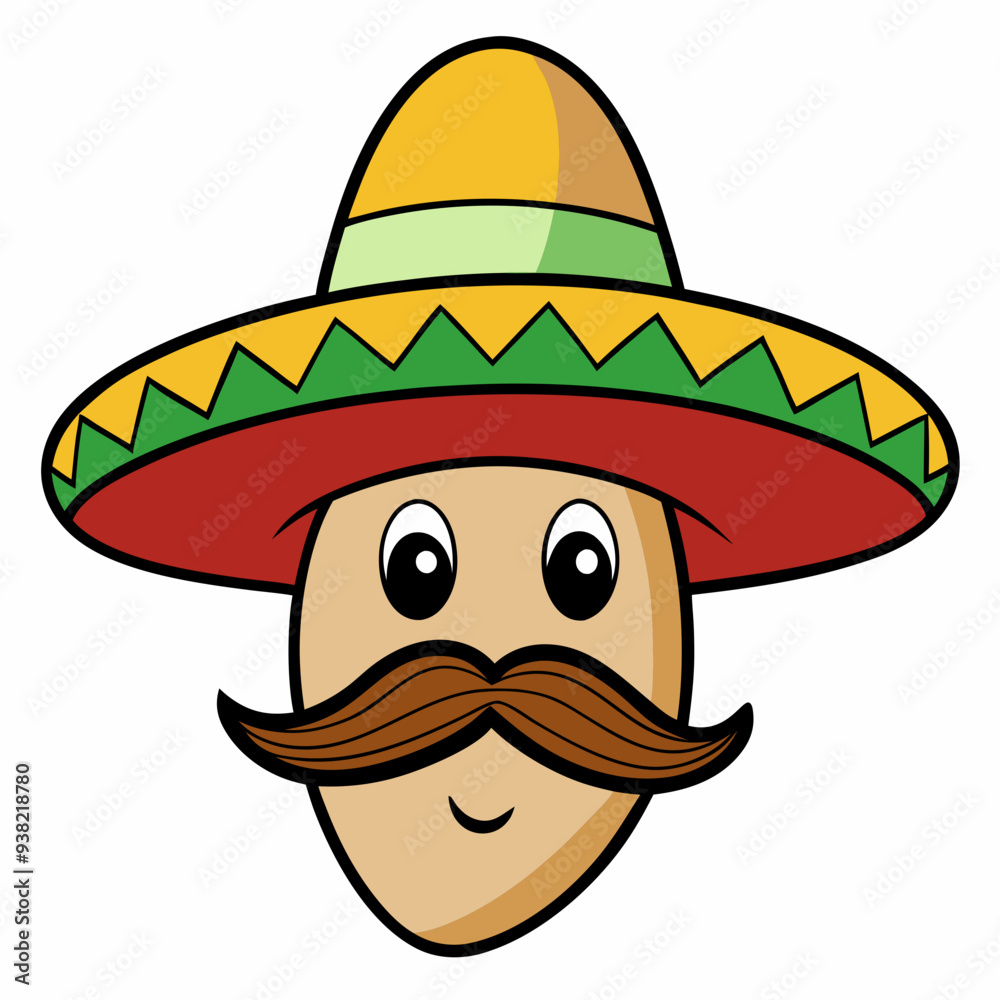 Hand-Drawn Mexican Mustache on White Background Hand-Drawn Mexican Mustache on White Background