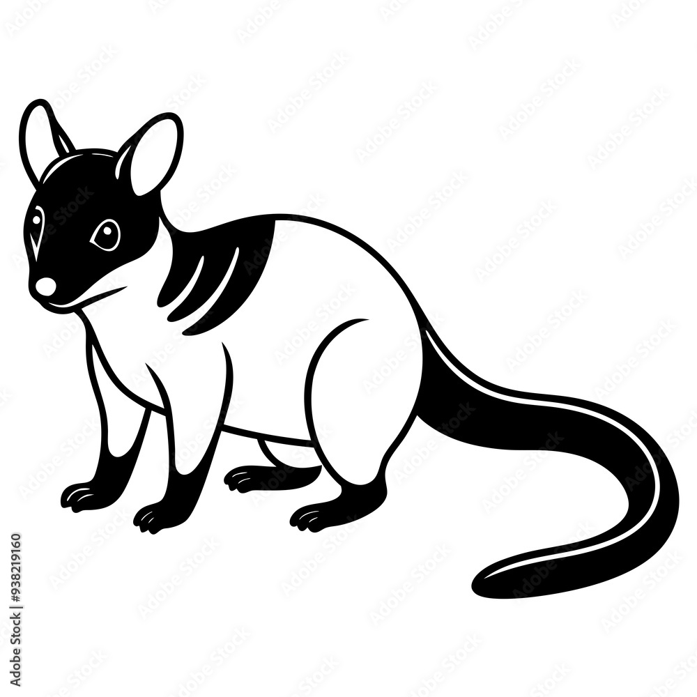 A simple single-line art drawing of a beautiful white Background white Quoll A simple single-line art drawing of a beautiful white Background white Quoll