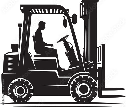 Industrial forklift lifting silhouette vector illustration isolated on a white background