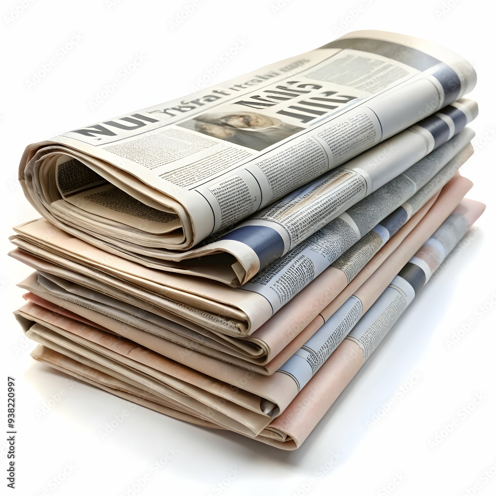 news papers on white background