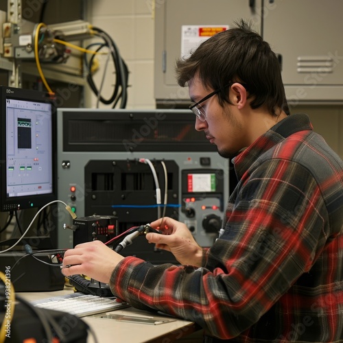 Technician Working on Electrical Equipment