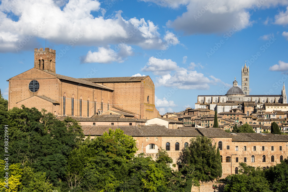 Fototapeta premium Ogólna panorama Sienny w letnie pochmurne popołudnie