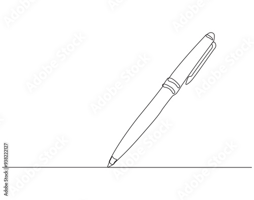 Continuous one line drawing of vintage pen. Vintage pen line art vector illustration. Editable outline
