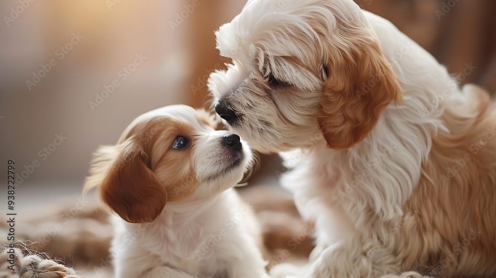 puppy is cheeky to the mother puppy is cheeky to the mother