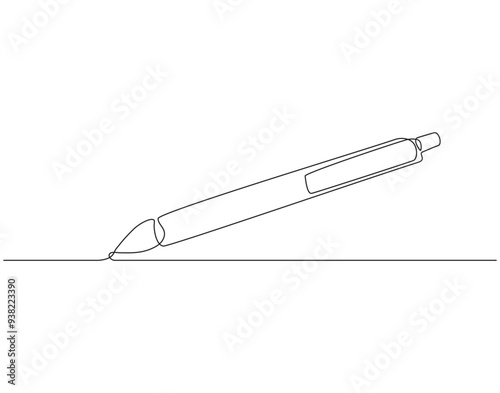Continuous one line drawing of vintage pen. Vintage pen line art vector illustration. Editable outline