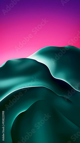 Abstract Wave and Folded Blue, Green, Red, Purple Paper Portrait Background: Vibrant Colors, Warm Gradients, and Hazard Stripes. Abstract 3D HD Background for iPhone Mobile Premium Wallpaper.