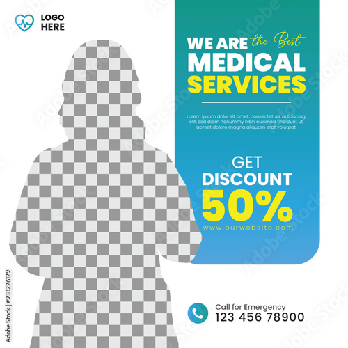 Flat design healthcare establishment Social post Design