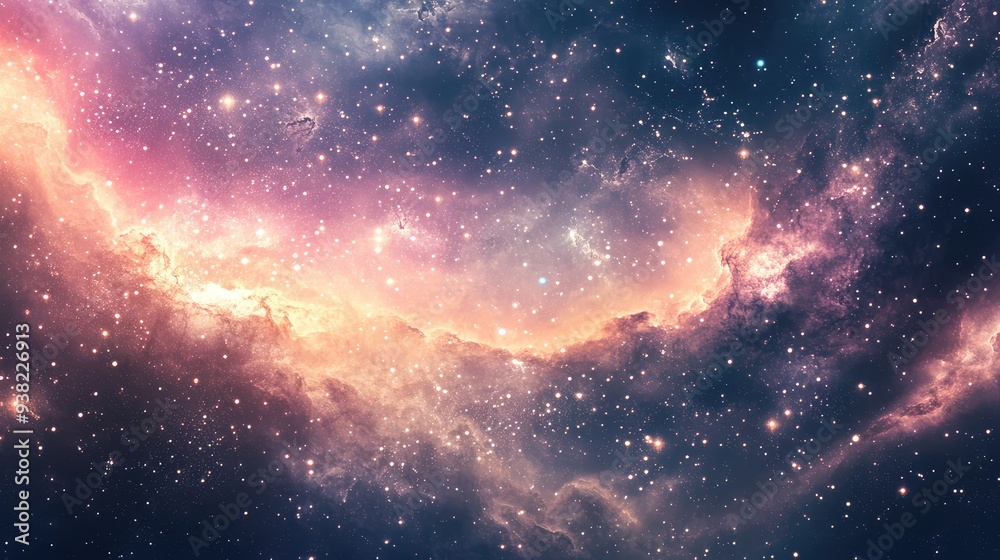 Fototapeta premium Soft, ethereal galactic textures with light gradients and subtle star formations, offering a peaceful and dreamy atmosphere.