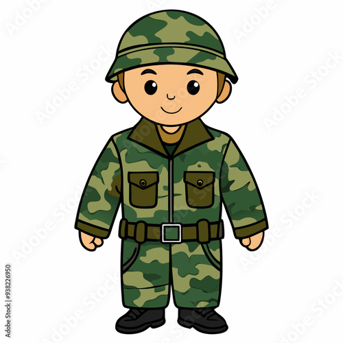 Military Uniforms on White Background