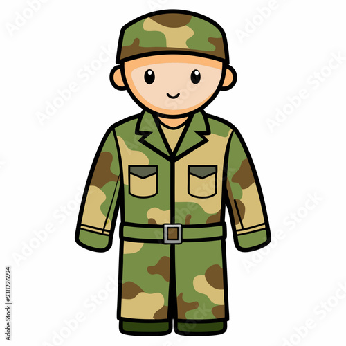 Military Uniforms on White Background