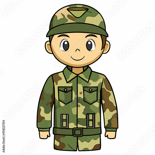 Military Uniforms on White Background