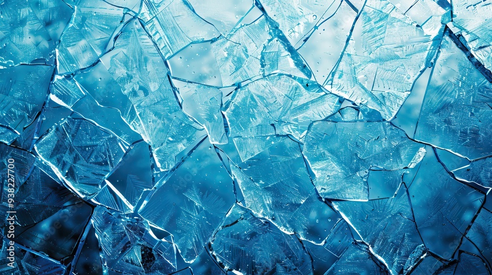 Obraz premium Ice Texture Cracks Surface with Abstract Winter Ice Background. AI generated illustration