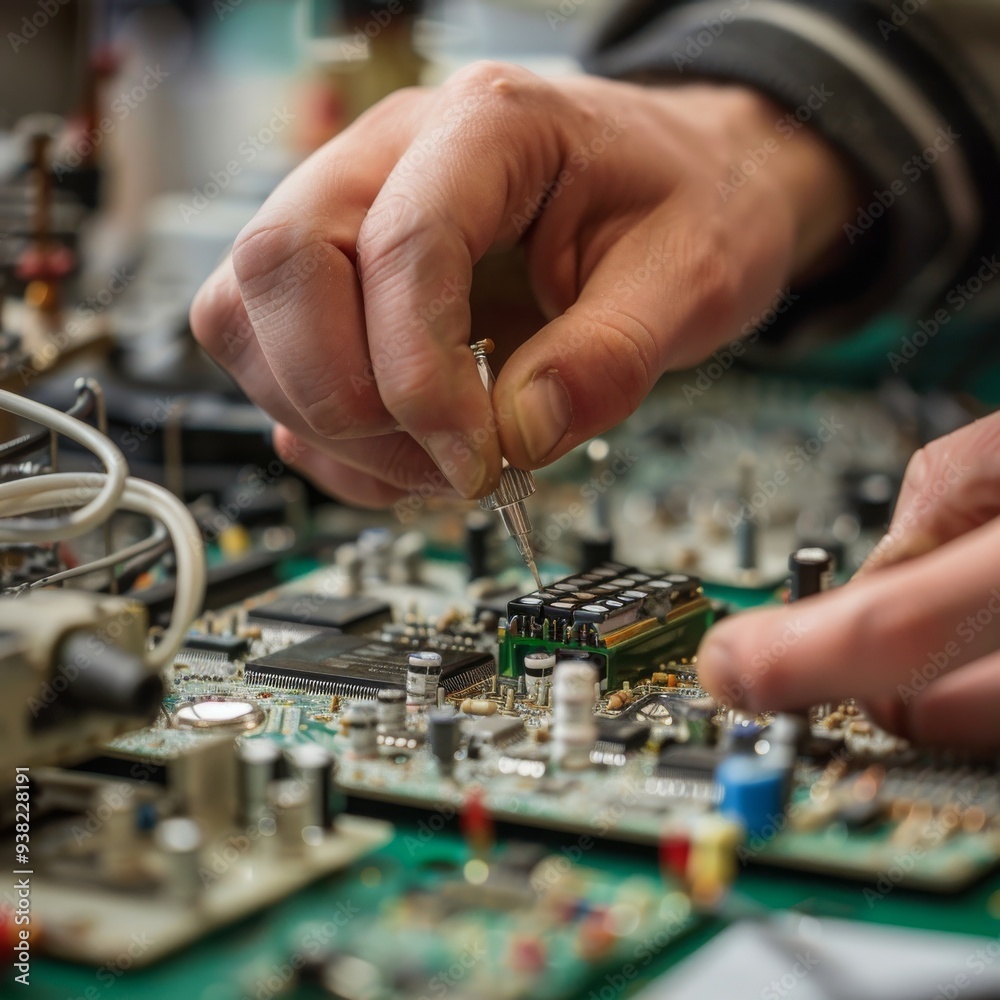 Hands Repairing Electronics Hands Repairing Electronics