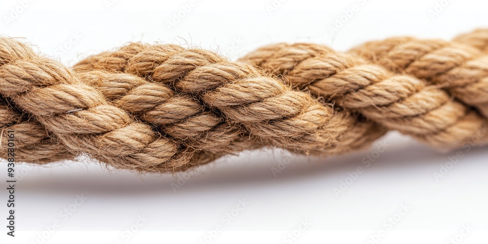 Close-up of a Twisted Brown Rope on a White Background Close-up of a Twisted Brown Rope on a White Background