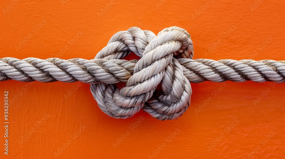 Fototapeta premium Reef knot on orange background