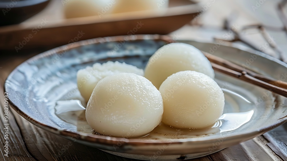 rice sweet dessert mochi in plate rice sweet dessert mochi in plate