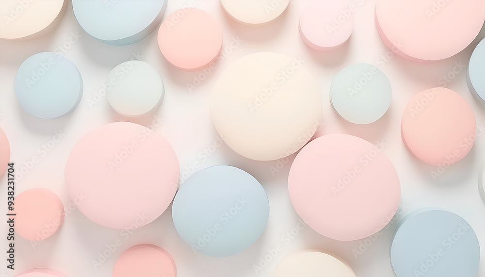 Colorful pastel circles arrange a playful pattern on a white background, creating a vibrant and cheerful visual appeal in interior design Colorful pastel circles arrange a playful pattern on a white background, creating a vibrant and cheerful visual appeal in interior design