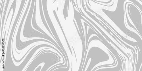 White and grey liquid marble pattern texture natural background. Liquify Swirl white and grey color art. Beautiful drawing with the divorces and wavy lines in gray tones.	